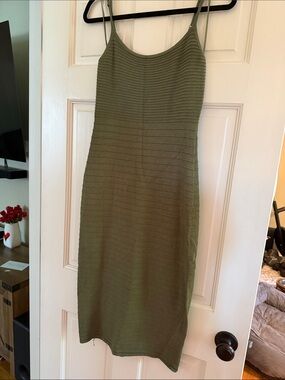 Express Olive body contour dress